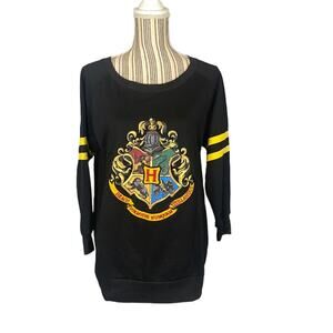 Harry Potter Black Cotton Blend Draco Logo Front Sweatshirt Women Sz S